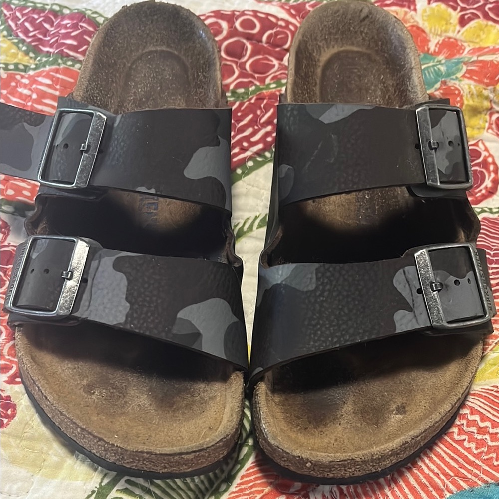 Womens Birkenstock Black camo Sandals